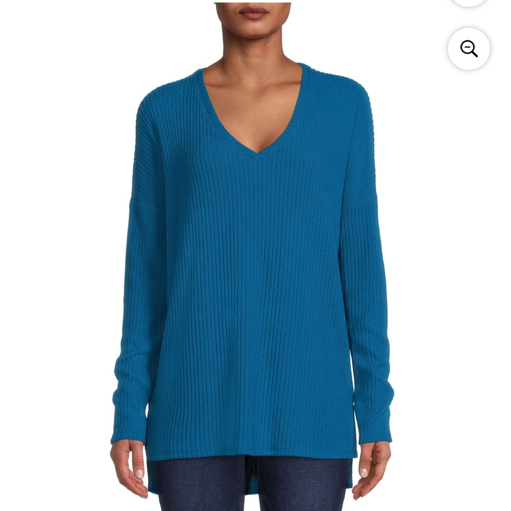 Time and Tru Women’s Turquoise Blue Ribbed Tunic Top size Large